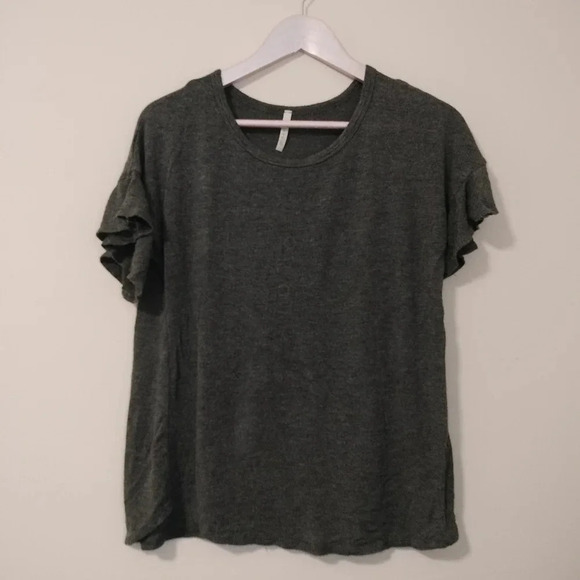 Lime n Chili SMALL Gray Flutter Short Sleeves Round Neckline Lightweight Rayon - Picture 3 of 6